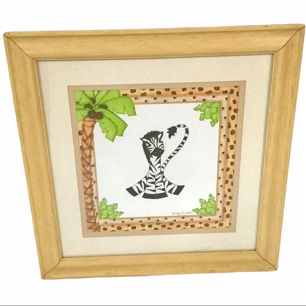 Zebra Print Framed Matted Picture Sandy Russell Child’s Bedroom Nursery Target